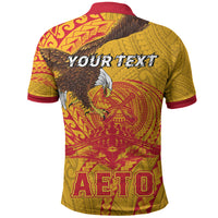 CUSTOMER REQUEST - Personalized American Samoa Fautasi Race Polo Shirt Red Cuff Aeto Pago Pago with Eagle Samoan Tribal Patterns LT03 - Polynesian Pride