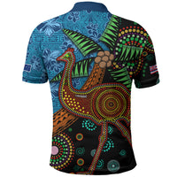 2027 Fiji and Australia with Hawaii Flag Polo Shirt Palm Tree and Abogirinal Emu LT03