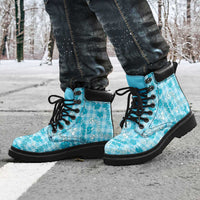 Polu Aloha Hawaii All Season Boots Plumeria Lei With Palaka Motif - Polynesian Pride