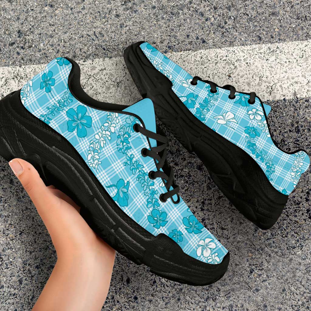 Polu Aloha Hawaii Chunky Sneakers Plumeria Lei With Palaka Motif - Polynesian Pride