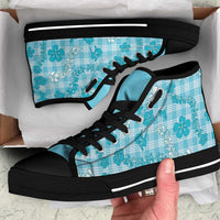 Polu Aloha Hawaii High Top Shoes Plumeria Lei With Palaka Motif - Polynesian Pride