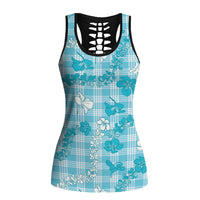 Polu Aloha Hawaii Hollow Tank Top Plumeria Lei With Palaka Motif - Polynesian Pride