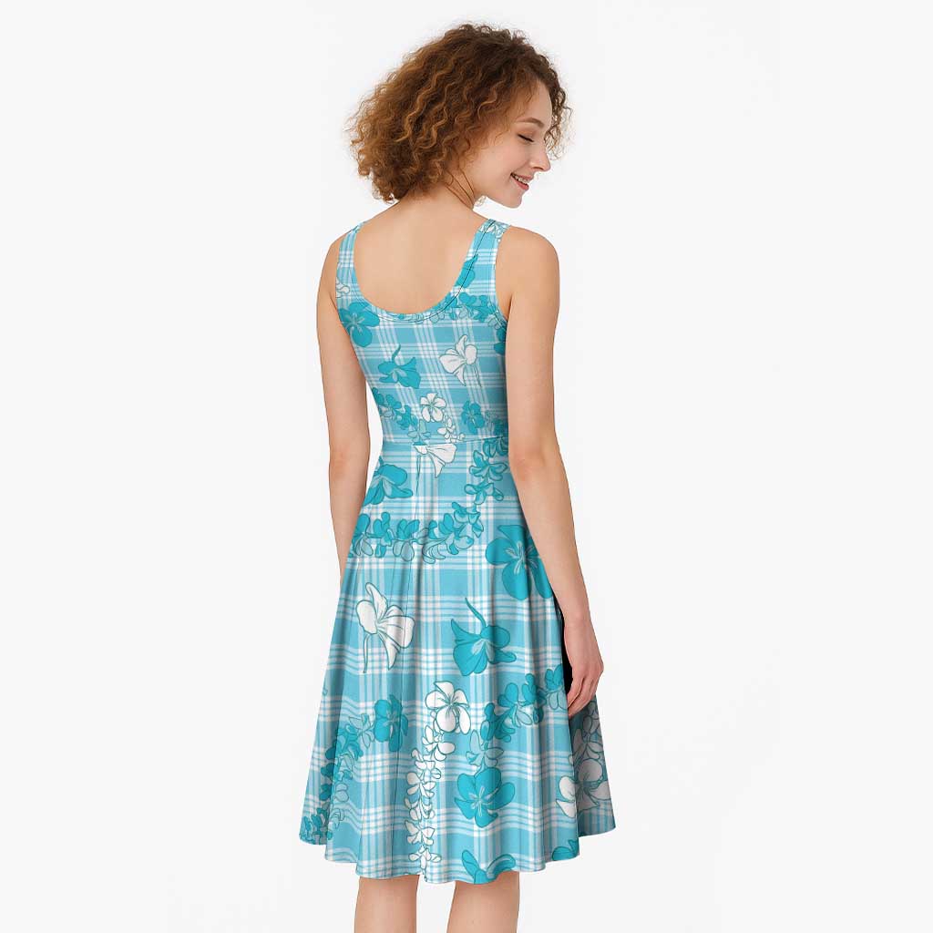 Polu Aloha Hawaii Midi Dress Plumeria Lei With Palaka Motif - Polynesian Pride