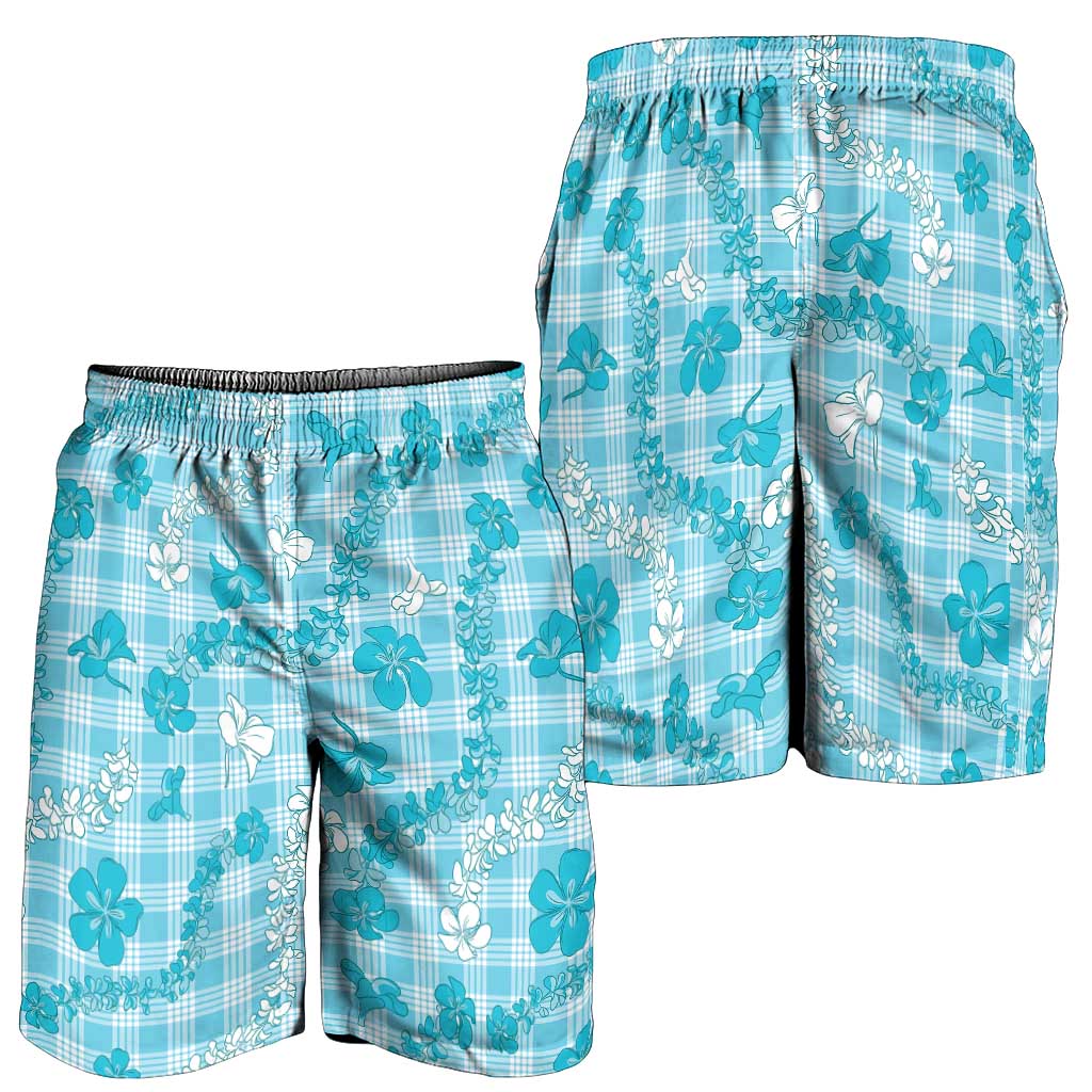 Polu Aloha Hawaii Shorts for Men Plumeria Lei With Palaka Motif - Polynesian Pride