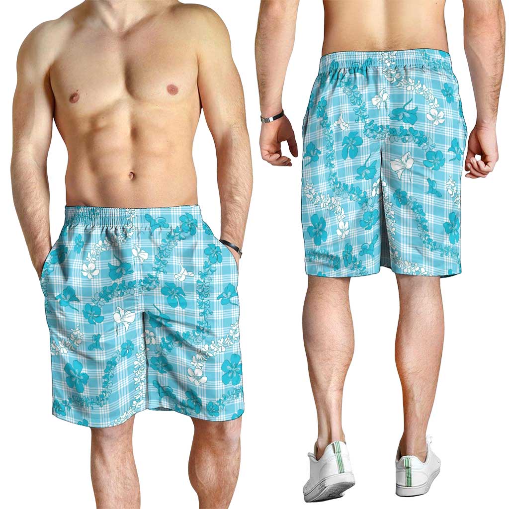 Polu Aloha Hawaii Shorts for Men Plumeria Lei With Palaka Motif - Polynesian Pride