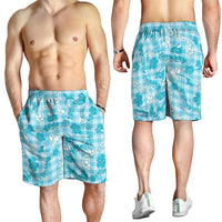 Polu Aloha Hawaii Shorts for Men Plumeria Lei With Palaka Motif - Polynesian Pride