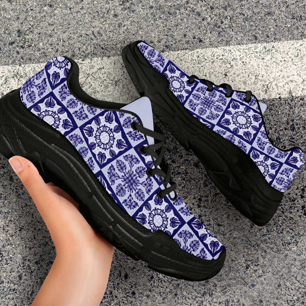 Polu Palaka Quilt Hawaii Chunky Sneakers Hawaiian Tropical Monstera Sea Turtle