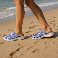 Polu Palaka Quilt Hawaii Clogs Shoes Hawaiian Tropical Monstera Sea Turtle