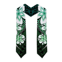 Polynesia Floral Tattoo Graduation Stole With Aqua Gradient Plumeria