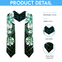 Polynesia Floral Tattoo Graduation Stole With Aqua Gradient Plumeria