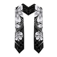 Polynesia Floral Tattoo Graduation Stole With Black Plumeria