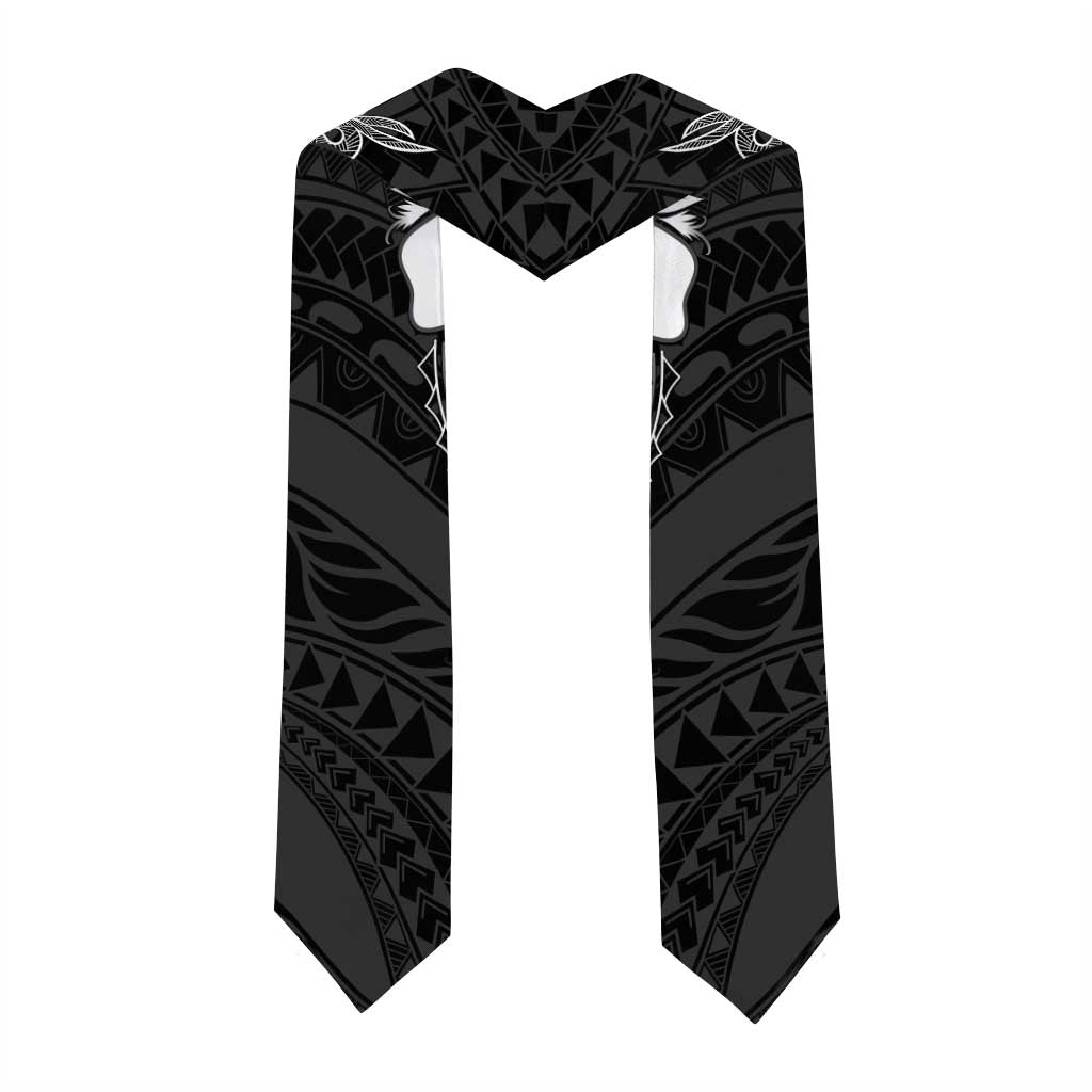 Polynesia Floral Tattoo Graduation Stole With Black Plumeria