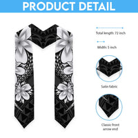 Polynesia Floral Tattoo Graduation Stole With Black Plumeria