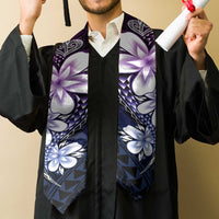 Polynesia Floral Tattoo Graduation Stole With Purple Gradient Plumeria