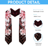 Polynesia Floral Tattoo Graduation Stole With Red Gradient Plumeria