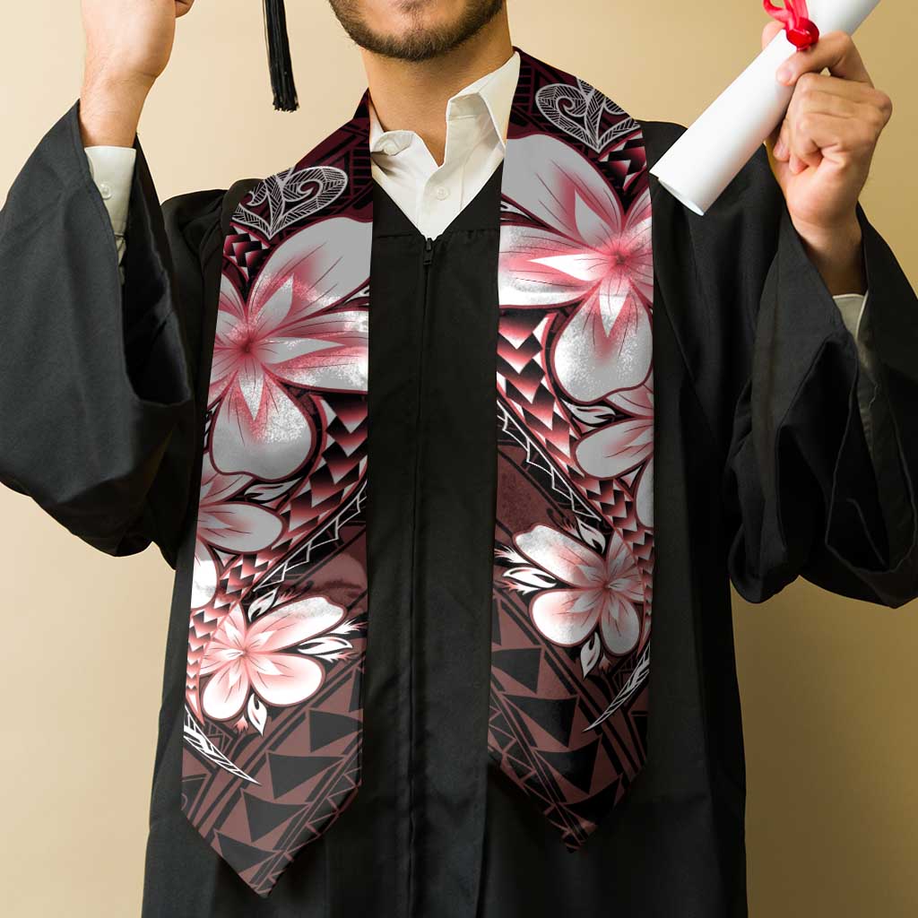 Polynesia Floral Tattoo Graduation Stole With Red Gradient Plumeria