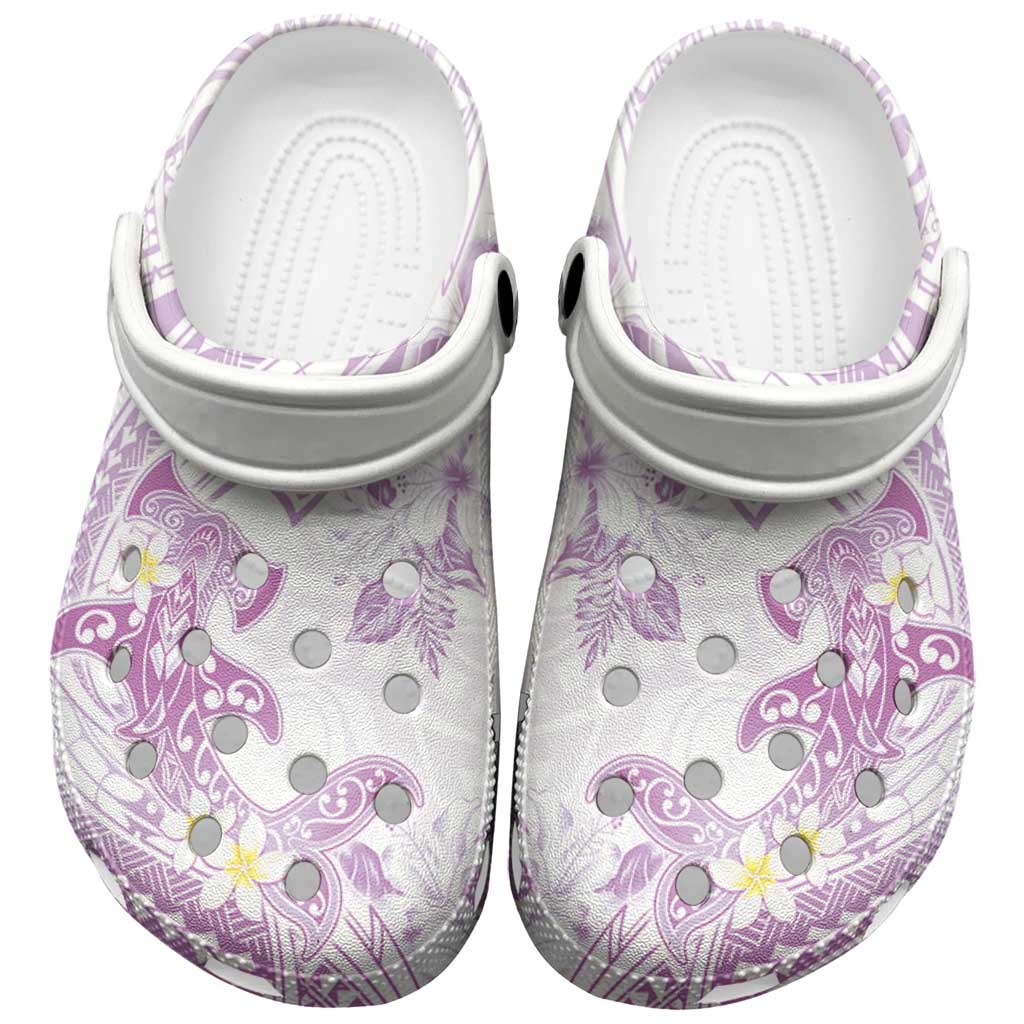 Polynesia Hammerhead Shark Clogs Shoes Tropical Flowers Tribal Pattern Lavender - Polynesian Pride