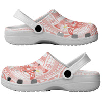 Polynesia Hammerhead Shark Clogs Shoes Tropical Flowers Tribal Pattern Peach - Polynesian Pride