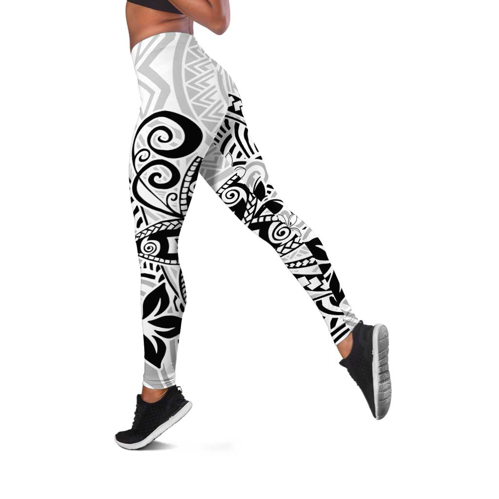 Polynesia Leggings Plumeria White Curves