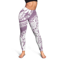 Polynesia Leggings Polynesian Tropical Flowers Purple Pastel Vibes - Polynesian Pride