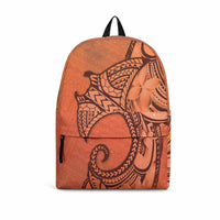 Polynesia Manta Ray Tattoo Backpack Tropical Plumeria Orange Polynesian Pattern LT14 Orange - Polynesian Pride