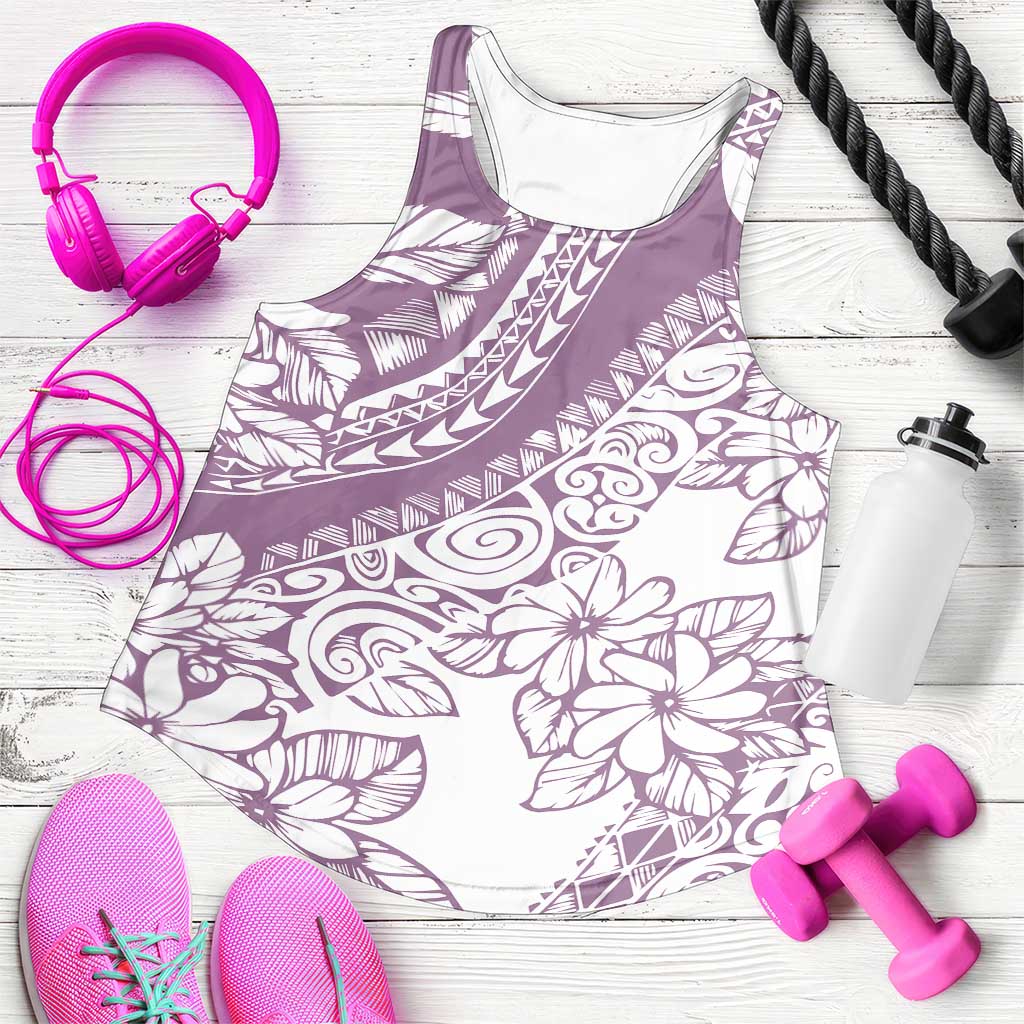 Polynesia Women Racerback Tank Polynesian Tropical Flowers Purple Pastel Vibes - Polynesian Pride