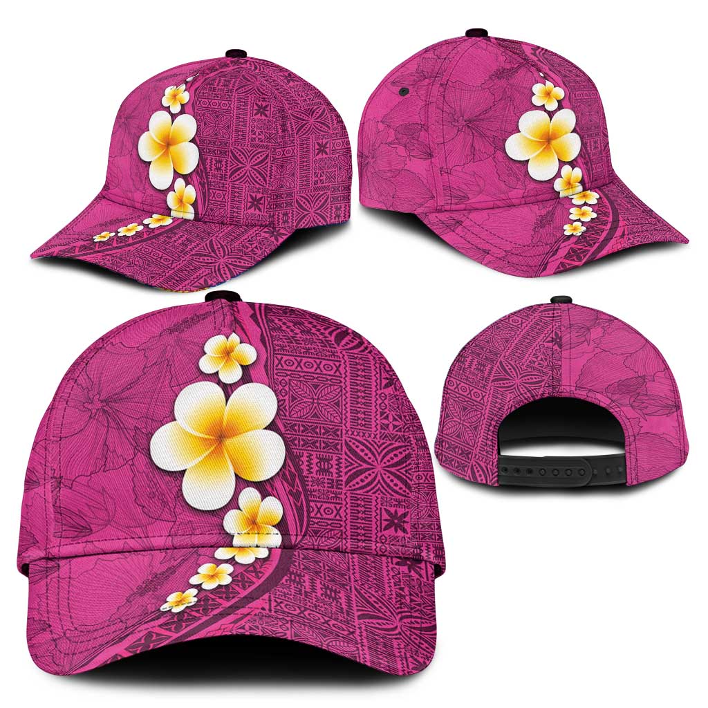 Polynesian Hibiscus and Plumeria Tapa Pattern Classic Cap Pink Color LT03