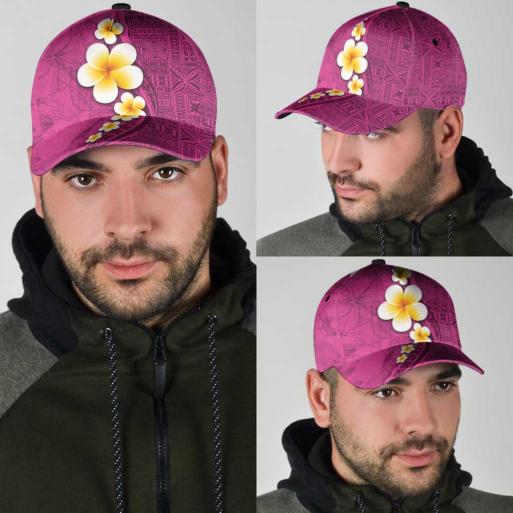 Polynesian Hibiscus and Plumeria Tapa Pattern Classic Cap Pink Color LT03
