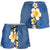 Polynesian Hibiscus and Plumeria Tapa Pattern Shorts for Women Blue Color - Polynesian Pride
