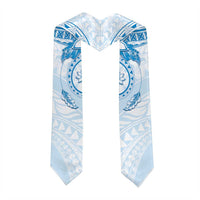 Polynesian Pattern With Plumeria Flowers Graduation Stole Blue