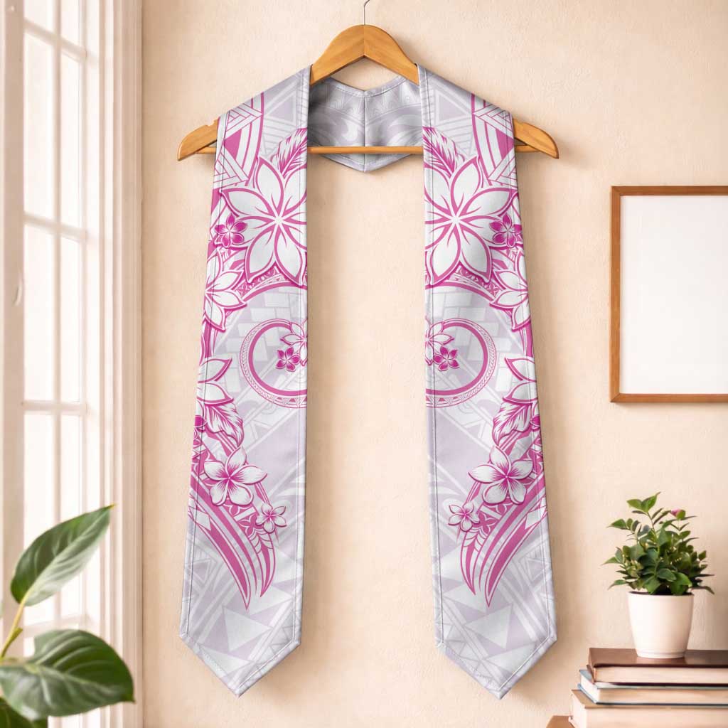 Polynesian Pattern With Plumeria Flowers Graduation Stole Pink