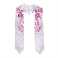 Polynesian Pattern With Plumeria Flowers Graduation Stole Pink