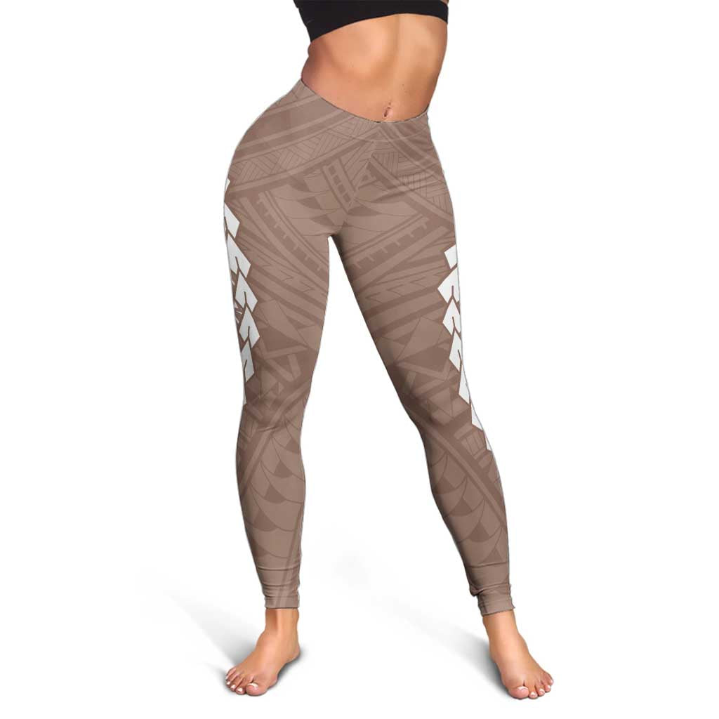 Polynesian Pride Leggings Polynesia Tribal - Tropical Brown