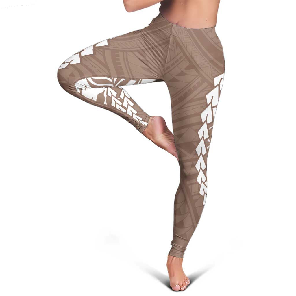 Polynesian Pride Leggings Polynesia Tribal - Tropical Brown