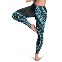 Polynesian Pride Leggings Turtle Hibiscus Luxury Style - Aquamarine - Polynesian Pride
