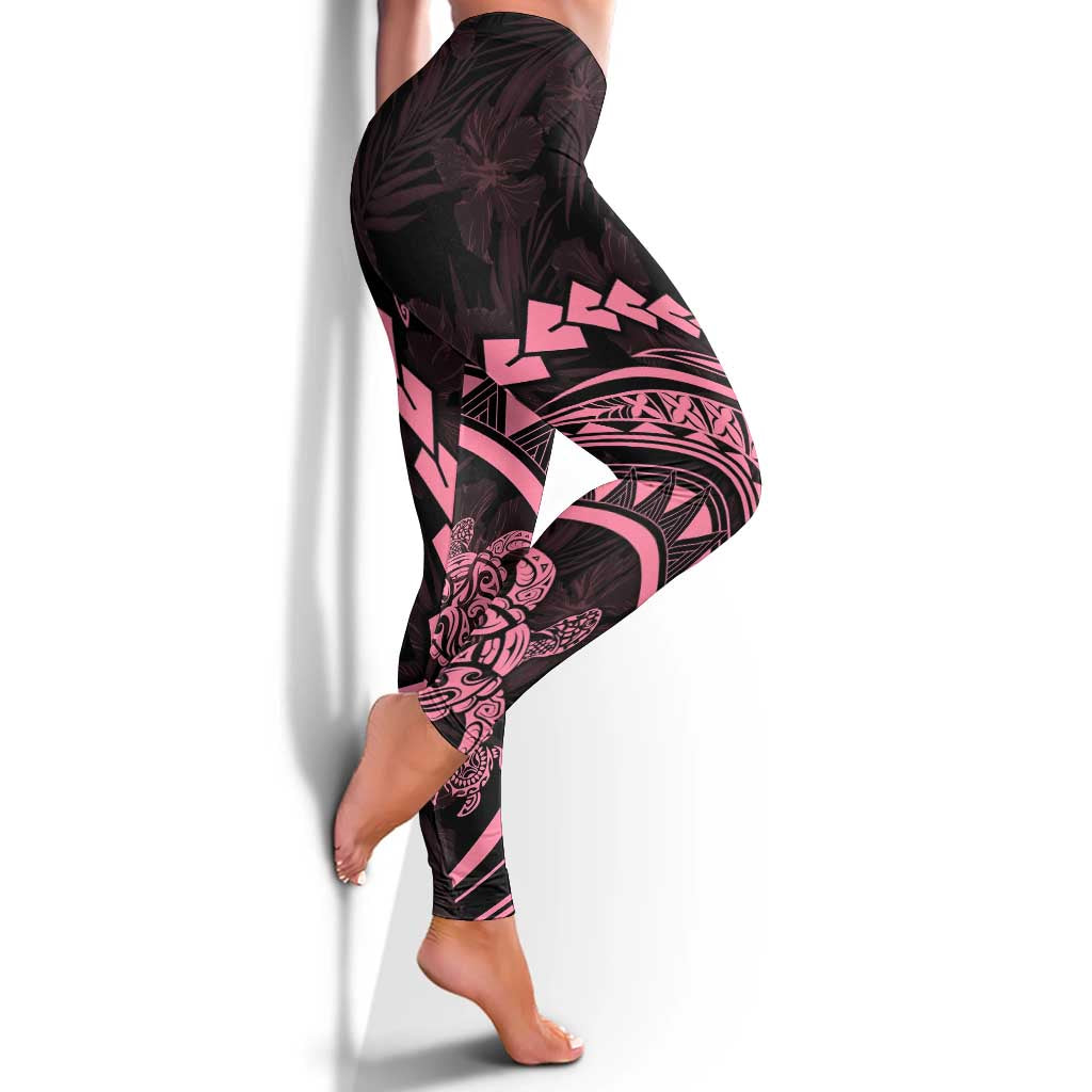 Polynesian Pride Leggings Turtle Hibiscus Luxury Style - Carnation Pink - Polynesian Pride