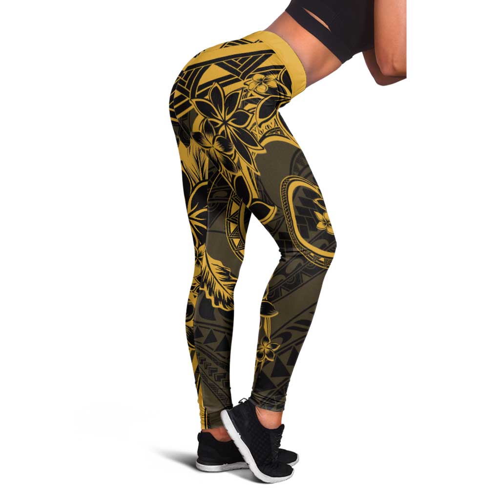 Polynesian Sunset Plumeria Leggings Gold Polynesian Tattoo - Polynesian Pride