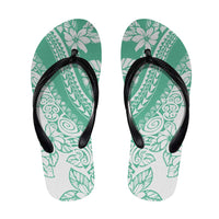 Polynesian Tiare Flower Cyan Pastel Flip Flops LT14 Cyan - Polynesian Pride