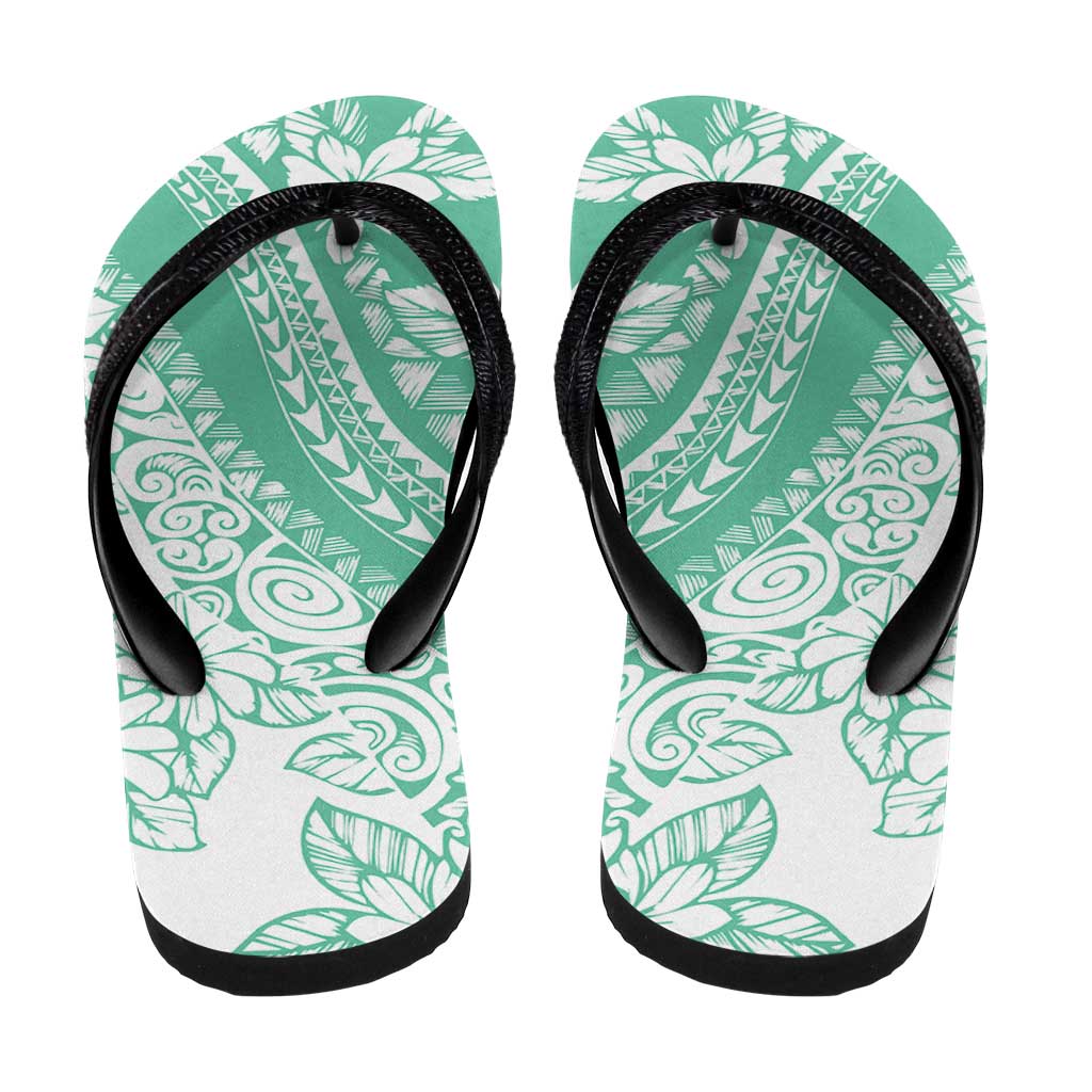 Polynesian Tiare Flower Cyan Pastel Flip Flops LT14 - Polynesian Pride