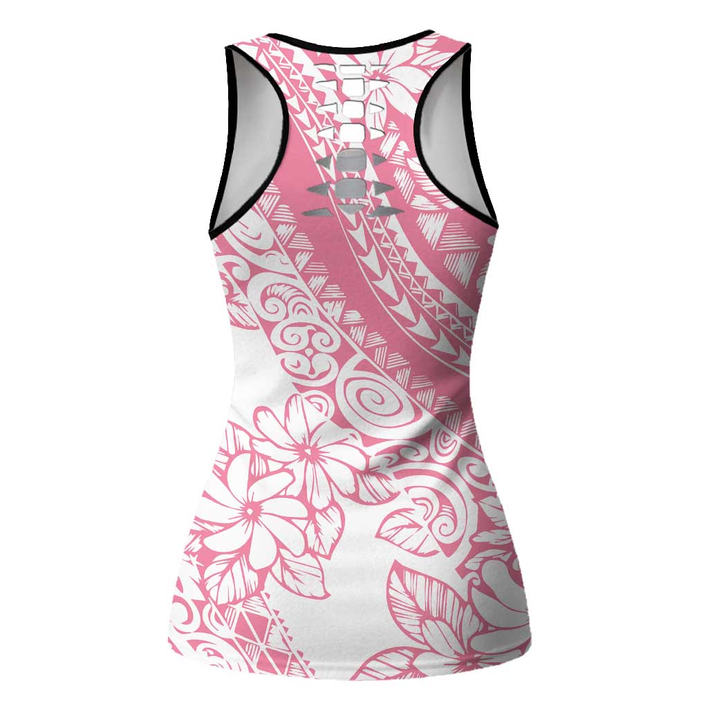 Polynesian Tiare Flower Pink Pastel Hollow Tank Top LT14 - Polynesian Pride