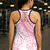 Polynesian Tiare Flower Pink Pastel Hollow Tank Top LT14 - Polynesian Pride
