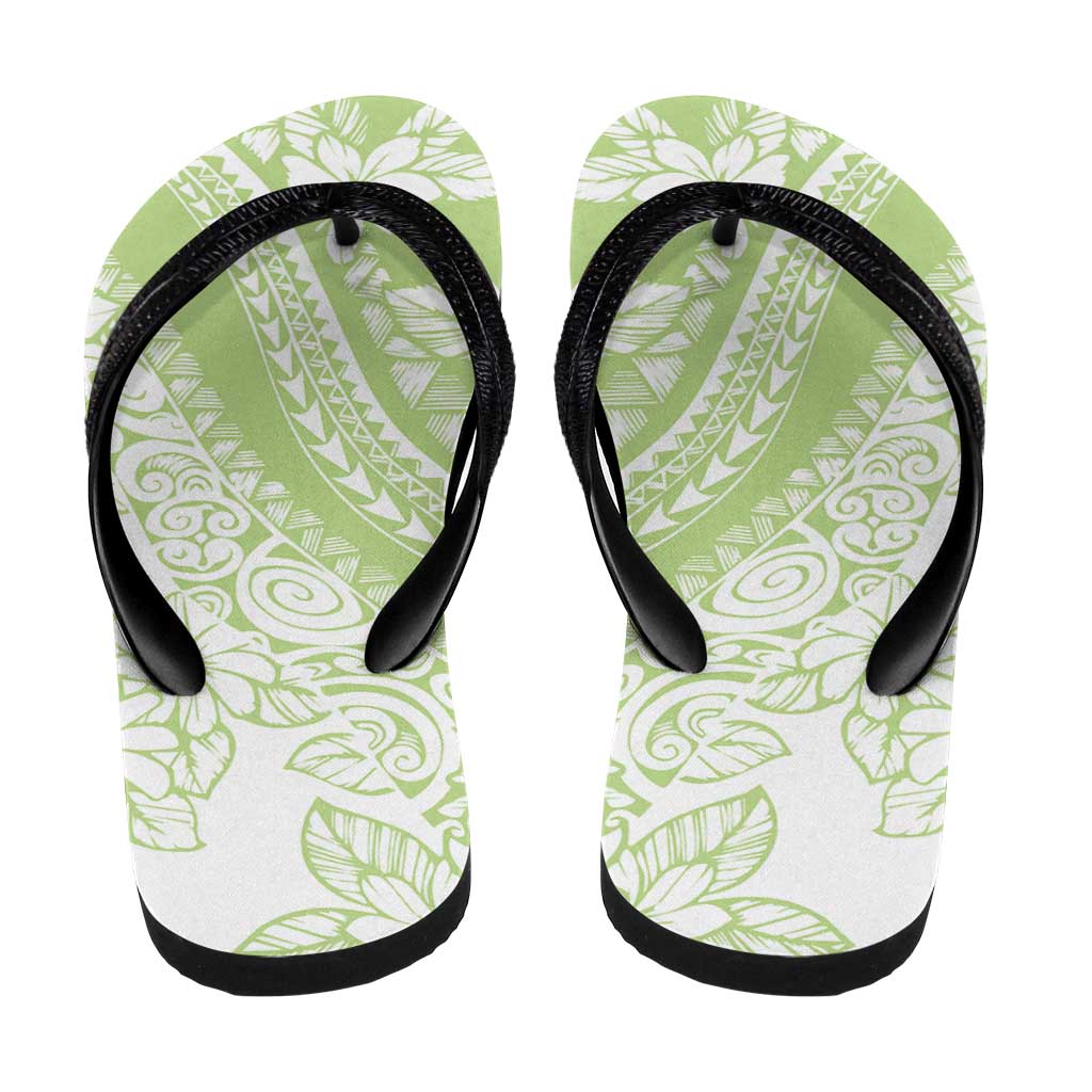Polynesian Tiare Flower Sage Green Pastel Flip Flops LT14 - Polynesian Pride