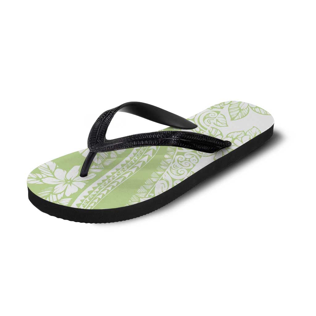 Polynesian Tiare Flower Sage Green Pastel Flip Flops LT14 - Polynesian Pride