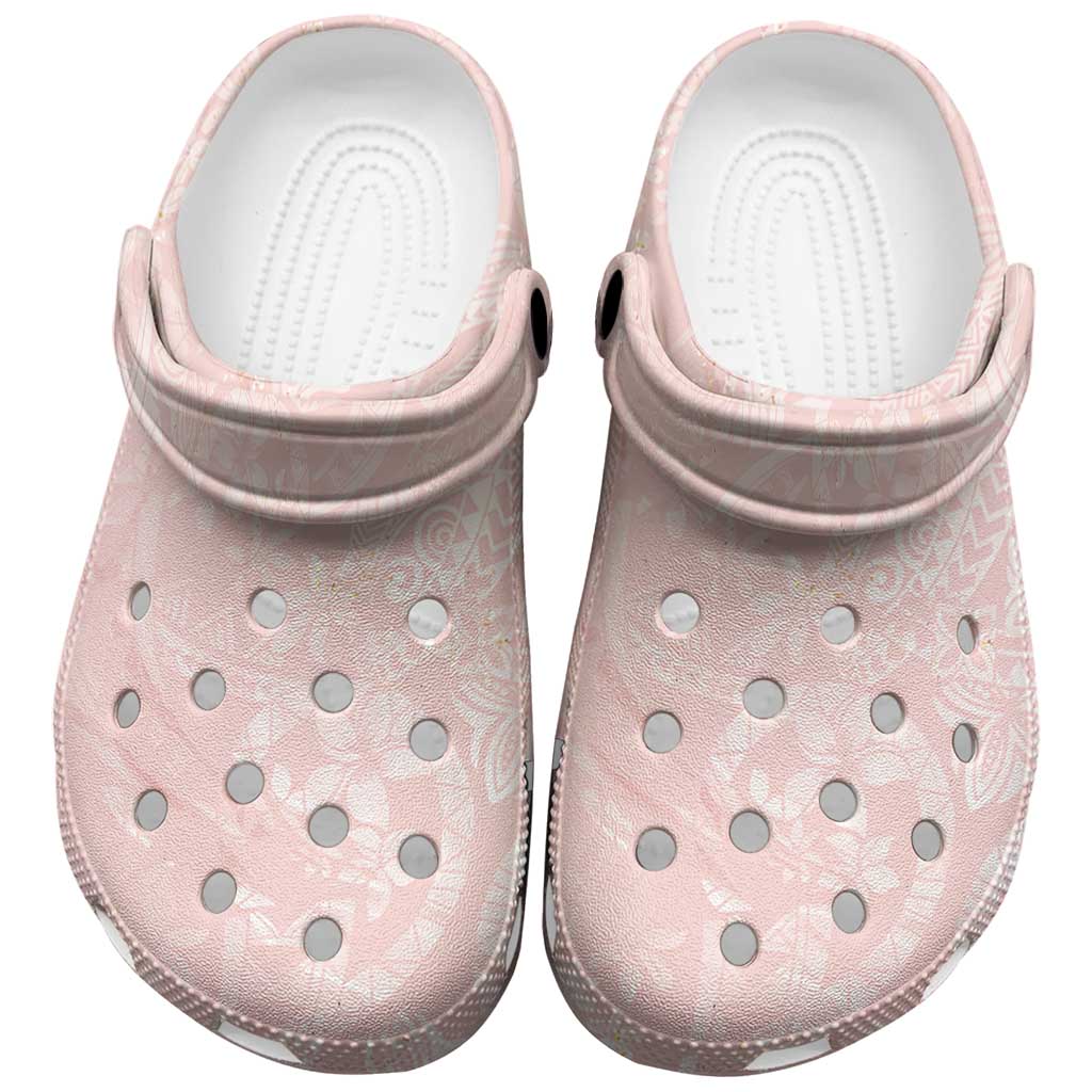 Polynesian Tiare Monstera Soft Pink Clogs Shoes Liquid Style - Polynesian Pride