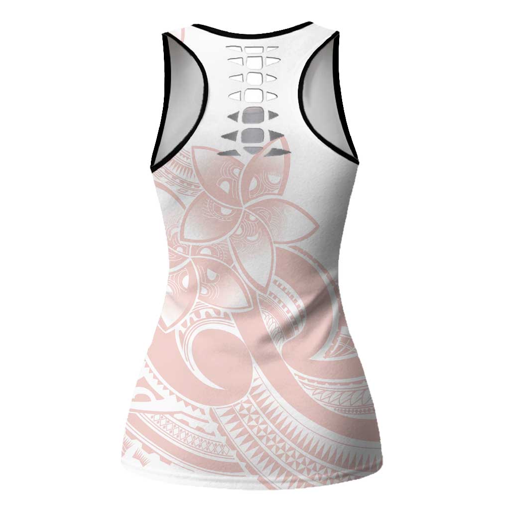 Polynesian Tribal Plumeria Lotu Tamaiti Hollow Tank Top Pastel Blush - Polynesian Pride
