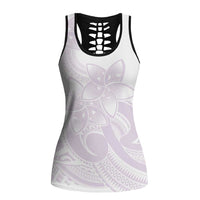 Polynesian Tribal Plumeria Lotu Tamaiti Hollow Tank Top Pastel Mauve - Polynesian Pride