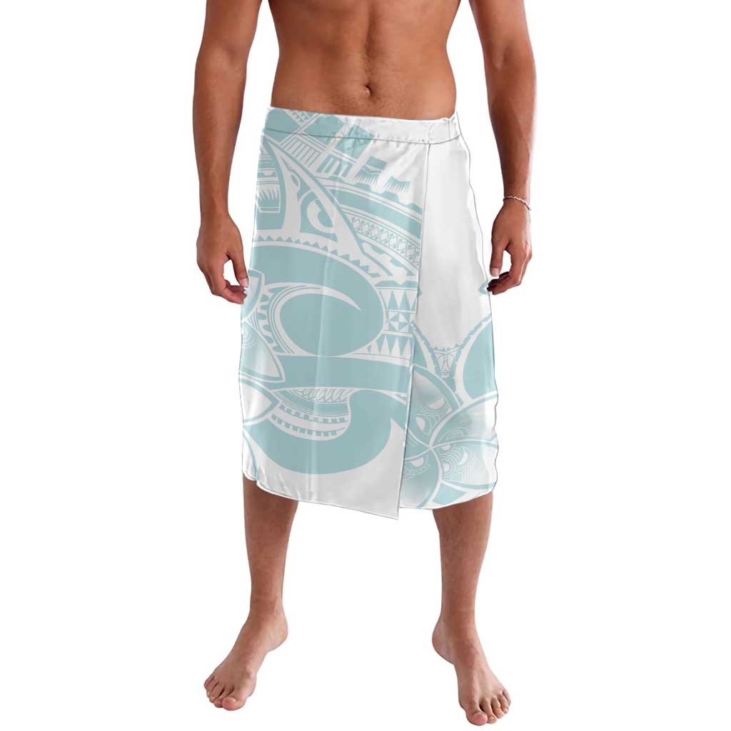 Polynesian Tribal Plumeria Lotu Tamaiti Lavalava Pastel Cyan - Polynesian Pride