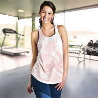 Polynesian Tribal Plumeria Lotu Tamaiti Women Racerback Tank Pastel Blush - Polynesian Pride