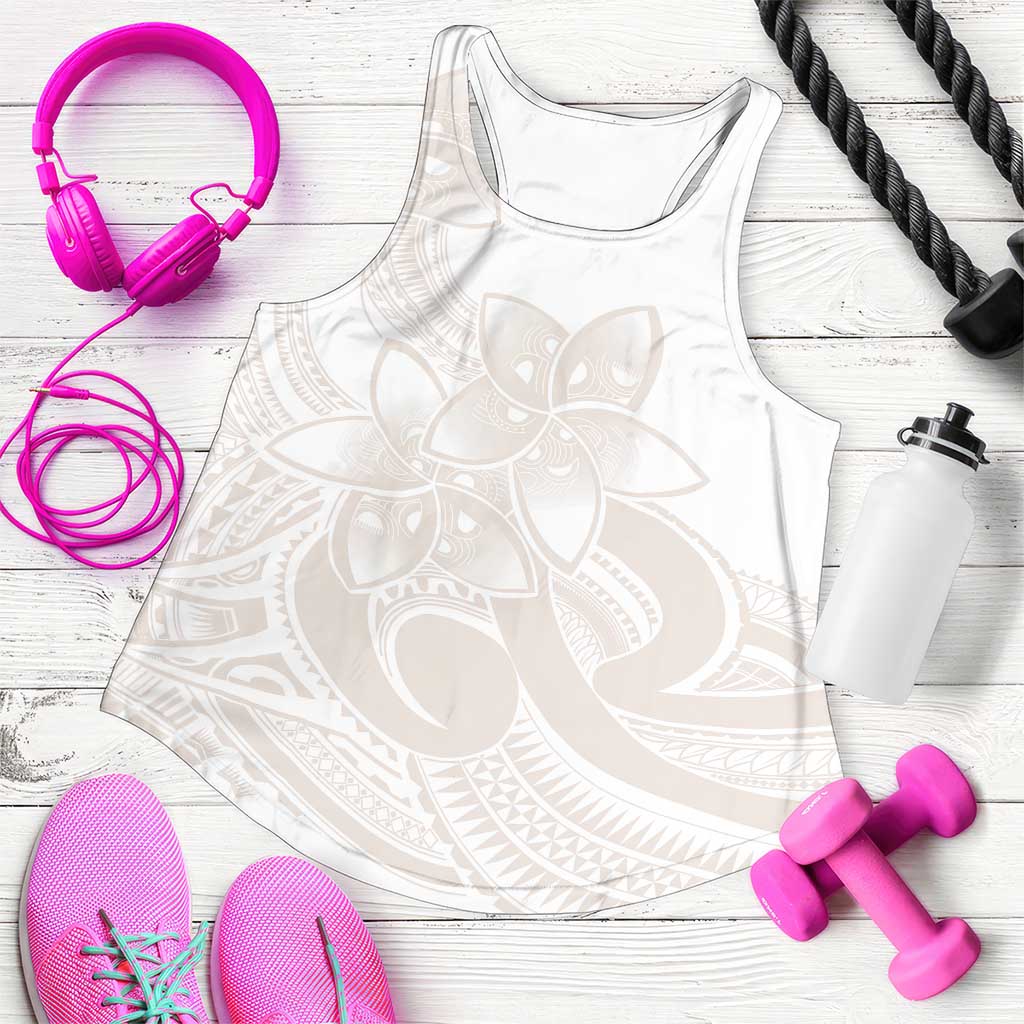 Polynesian Tribal Plumeria Lotu Tamaiti Women Racerback Tank Pastel Nude - Polynesian Pride