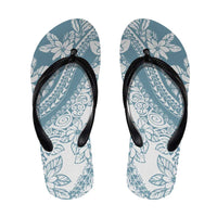 Polynesian Tropical Flowers Blue Pastel Vibes Flip Flops - Polynesian Pride